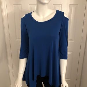 Long sleeve women’s slit blouse royal blue